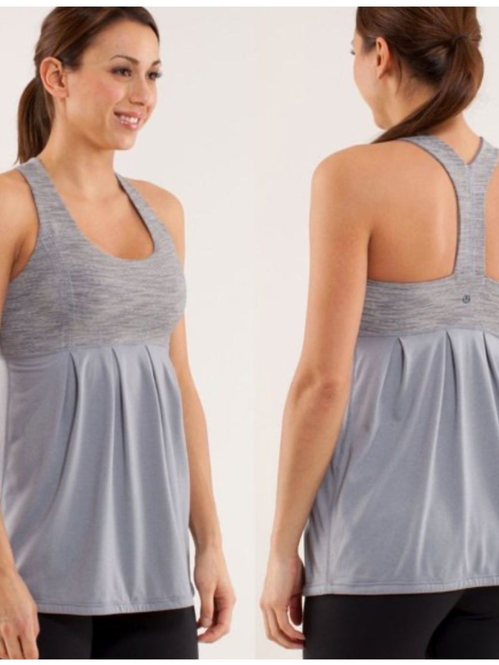 lululemon athletica Light Gray Pleated Racerback Tank
